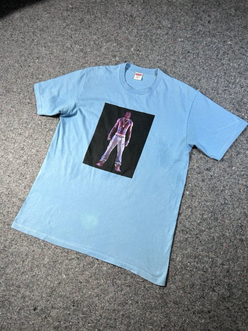 Supreme Tupac Hologram Tee Light Slate Blue L SS20 2Pac Graphic T-Shirt